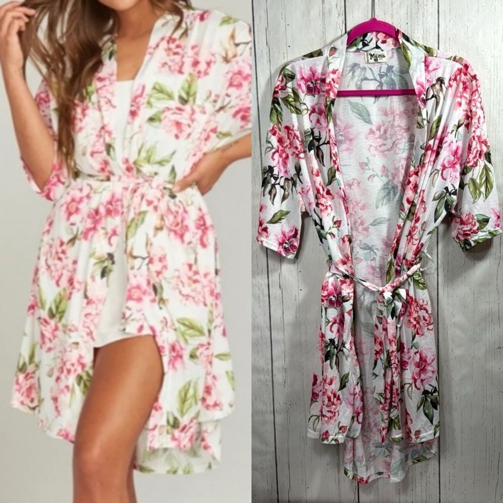 Show Me Your Mumu Floral Chiffon Robe Kimono Cover Up O/S Romantic Cottagecore